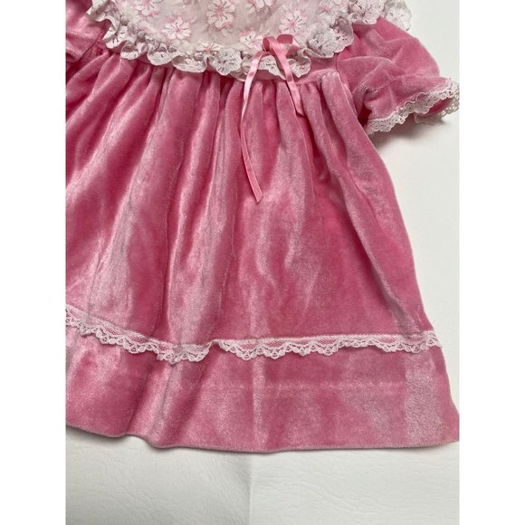 Bryan & Co. Vintage Toddler Girls Pink Velvet and Lace Dress Size 9 months - Picture 8 of 15